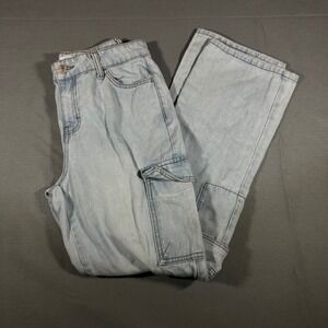 BBJ Los Angeles Women's Size 5/27 Light Wash Denim Straight Leg Cargo Pants‎